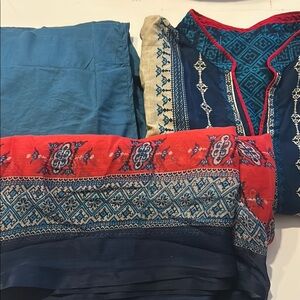 Women’s Khaadi 3 piece Lawn suit with chiffon dupatta size L